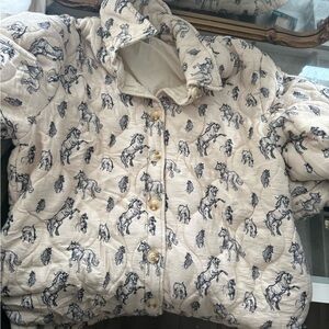 Women's Cream Horse Print Jacket